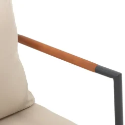 Teamson Cushioned Backrest & Wood Armrests Conversation Set Outdoor Patio Furniture