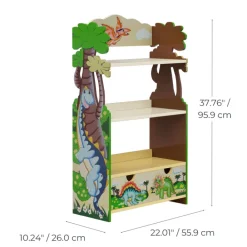 Kids Teamson Fantasy Fields Dinosaur Kingdom Bookshelf with Storage Drawer, Multi