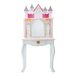 Kids Teamson Fantasy Fields Dreamland Castle Kids Vanity Table & Stool, White & Pink