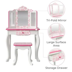 Kids Teamson Fantasy Fields Gisele Giraffe Kids Vanity Table & Stool, White & Pink