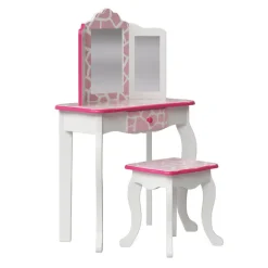 Kids Teamson Fantasy Fields Gisele Giraffe Kids Vanity Table & Stool, White & Pink