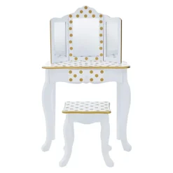 Kids Teamson Fantasy Fields Gisele Polka Dot Kids Vanity Table & Stool, White & Gold