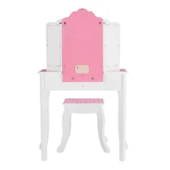 Kids Teamson Fantasy Fields Gisele Polka Dot Kids Vanity Table & Stool with LED, White & Pink