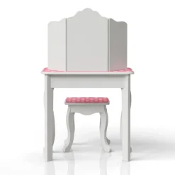 Kids Teamson Fantasy Fields Gisele Polka Dot Kids Vanity Table & Stool, White & Pink