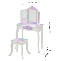 Kids Teamson Fantasy Fields Gisele Starry Sky Kids Vanity Table & Stool, White & Lavender