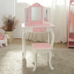 Kids Teamson Fantasy Fields Gisele Twinkle Star Kids Vanity Table & Stool, White & Pink