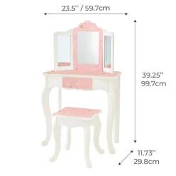 Kids Teamson Fantasy Fields Gisele Twinkle Star Kids Vanity Table & Stool, White & Pink