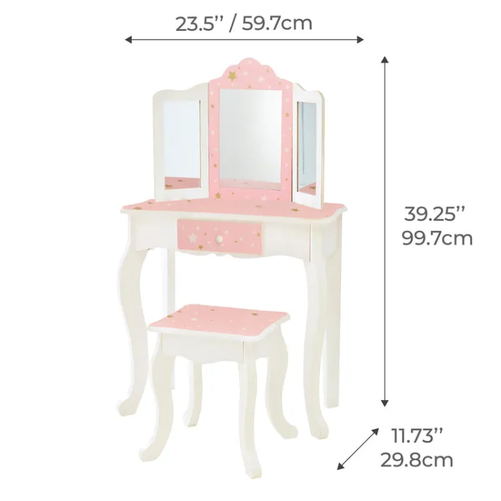 Kids Teamson Fantasy Fields Gisele Twinkle Star Kids Vanity Table & Stool, White & Pink