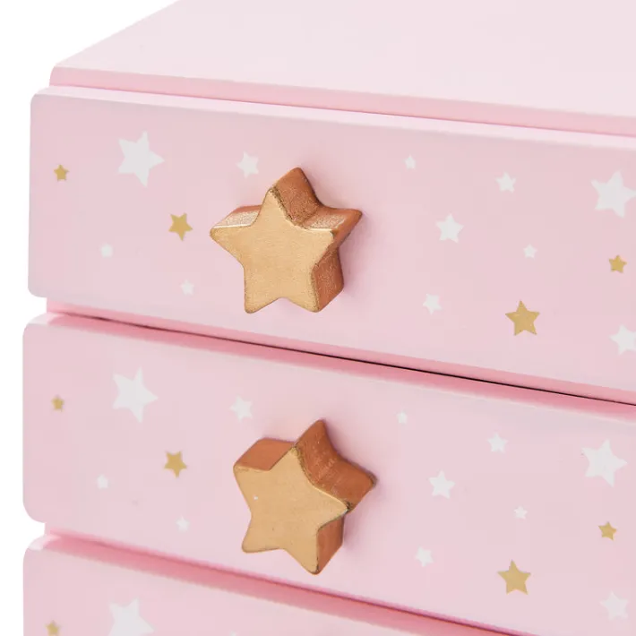Kids Teamson Fantasy Fields Kids Fashion Star Prints Renee Jewelry Box with 5 Small Drawers, Pink -FINAL SALE
