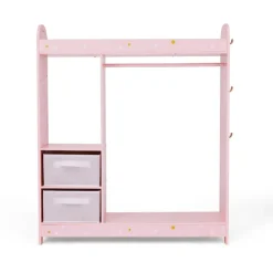 Kids Teamson Fantasy Fields Kids Freestanding Jasmine Star Print Clothing Rack with Shelves and Storage Bins, Pink