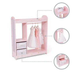 Kids Teamson Fantasy Fields Kids Freestanding Jasmine Star Print Clothing Rack with Shelves and Storage Bins, Pink