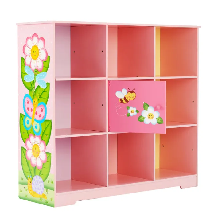 Kids Teamson Fantasy Fields Kids Painted Magic Garden Adjustable Cube Bookshelf, Pink