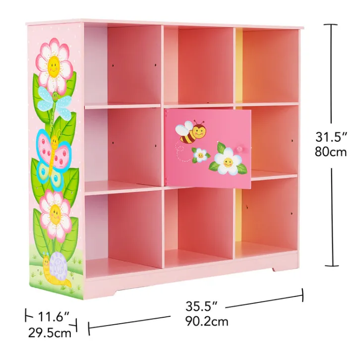 Kids Teamson Fantasy Fields Kids Painted Magic Garden Adjustable Cube Bookshelf, Pink