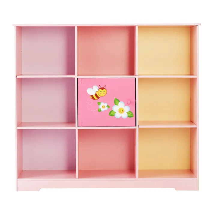 Kids Teamson Fantasy Fields Kids Painted Magic Garden Adjustable Cube Bookshelf, Pink