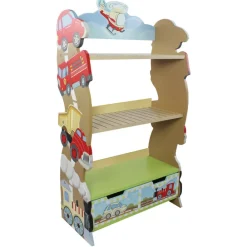 Kids Teamson Fantasy Fields Kids Transportation Themed Wooden Bookshelf with Storage Drawer, Multicolor- FINAL SALE