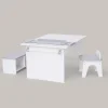 Kids Teamson Fantasy Fields Little Monet Art Table with Paper Roll, Stool, Bench and More, White/Gray- FINAL SALE