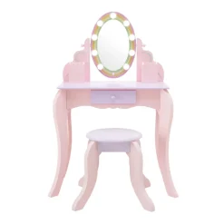 Kids Teamson Fantasy Fields Little Princess Rapunzel Vanity with LED Mirror, Pink