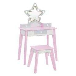 Kids Teamson Fantasy Fields Little Princess Star Vanity with LED Mirror, Lavender/White