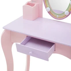 Kids Teamson Fantasy Fields Little Princess Rapunzel Vanity with LED Mirror, Pink