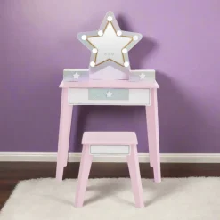 Kids Teamson Fantasy Fields Little Princess Star Vanity with LED Mirror, Lavender/White