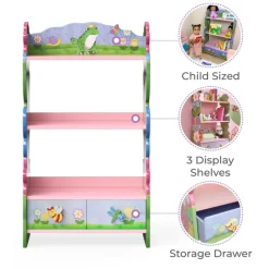 Kids Teamson Fantasy Fields Magic Garden Kids 3-Tier Bookshelf & Drawer, Multi