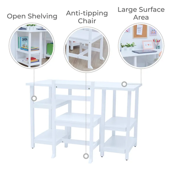 Kids Teamson Fantasy Fields Play Desk with Shelves and Chair, White- FINAL SALE