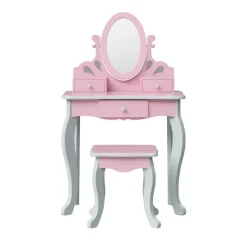 Kids Teamson Fantasy Fields Rapunzel Kids Vanity Table & Stool, Pink & Gray