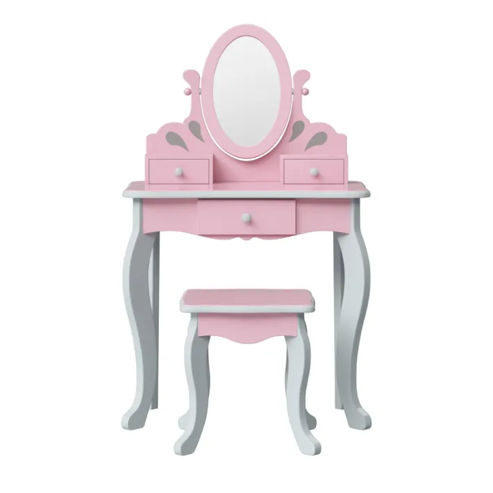 Kids Teamson Fantasy Fields Rapunzel Kids Vanity Table & Stool, Pink & Gray