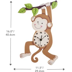 Kids Teamson Fantasy Fields Sunny Safari Monkey Kids Wall Clock, Brown