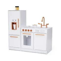 Kids Teamson Little Chef Milano Two-Piece Modular Modern Delight Play Kitchen with Cooking Accessories, White- FINAL SALE