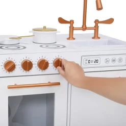 Kids Teamson Little Chef Milano Two-Piece Modular Modern Delight Play Kitchen with Cooking Accessories, White- FINAL SALE
