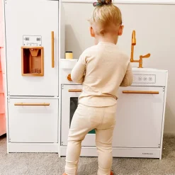 Kids Teamson Little Chef Milano Two-Piece Modular Modern Delight Play Kitchen with Cooking Accessories, White- FINAL SALE