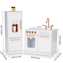 Kids Teamson Little Chef Milano Two-Piece Modular Modern Delight Play Kitchen with Cooking Accessories, White- FINAL SALE