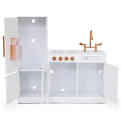 Kids Teamson Little Chef Milano Two-Piece Modular Modern Delight Play Kitchen with Cooking Accessories, White- FINAL SALE