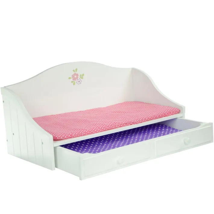 Kids Teamson OLIVIA'S LITTLE WORLD - LITLLE PRINCESS 18" DOLL TRUNDLE BED, WHITE- FINAL SALE