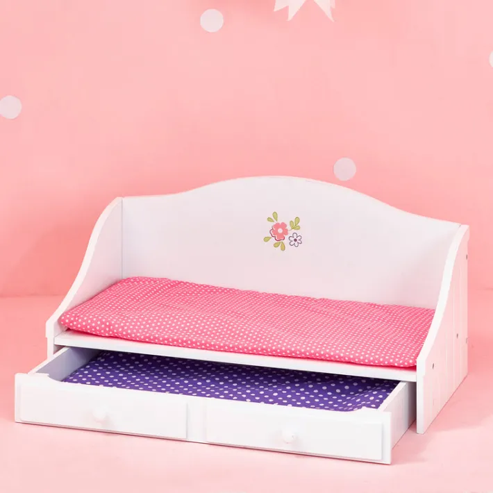Kids Teamson OLIVIA'S LITTLE WORLD - LITLLE PRINCESS 18" DOLL TRUNDLE BED, WHITE- FINAL SALE