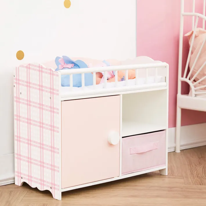 Kids Teamson Olivia's Little World Aurora Princess Baby Doll Crib with Storage, Pink