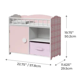 Kids Teamson Olivia's Little World Aurora Princess Baby Doll Crib with Storage, Pink