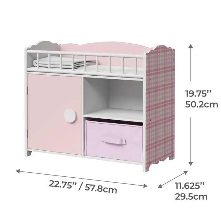 Kids Teamson Olivia's Little World Aurora Princess Baby Doll Crib with Storage, Pink