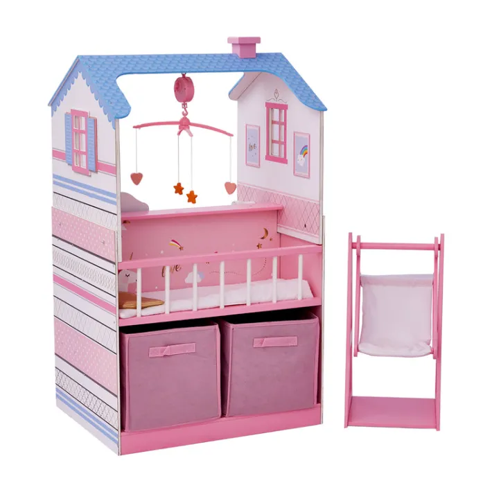 Kids Teamson Olivia's Little World Baby Dolls Changing Station Dollshouse with Storage, Pink