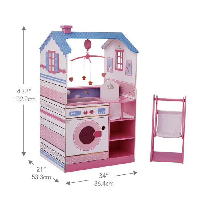 Kids Teamson Olivia's Little World Baby Dolls Changing Station Dollshouse with Storage, Pink