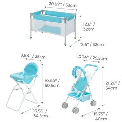 Kids Teamson Olivia's Little World Baby Doll 3pc Nursery Set, Blue & White
