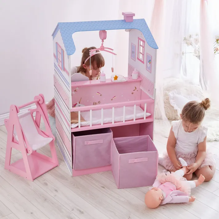 Kids Teamson Olivia's Little World Baby Dolls Changing Station Dollshouse with Storage, Pink