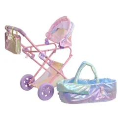 Kids Teamson Olivia’s Little World Deluxe 2-in-1 Baby Dolls Stroller, Iridescent Rainbow