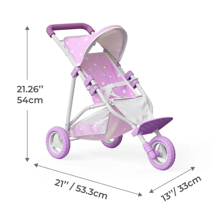 Kids Teamson Olivia's Little World Dolls Jogging-Style Doll Stroller with Canopy, Purple