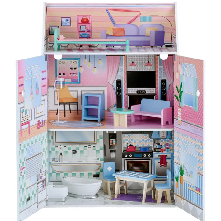 Kids Teamson Olivia's Little World Dreamland Glass-Look Dollshouse for 12" Dolls, Multi-Color