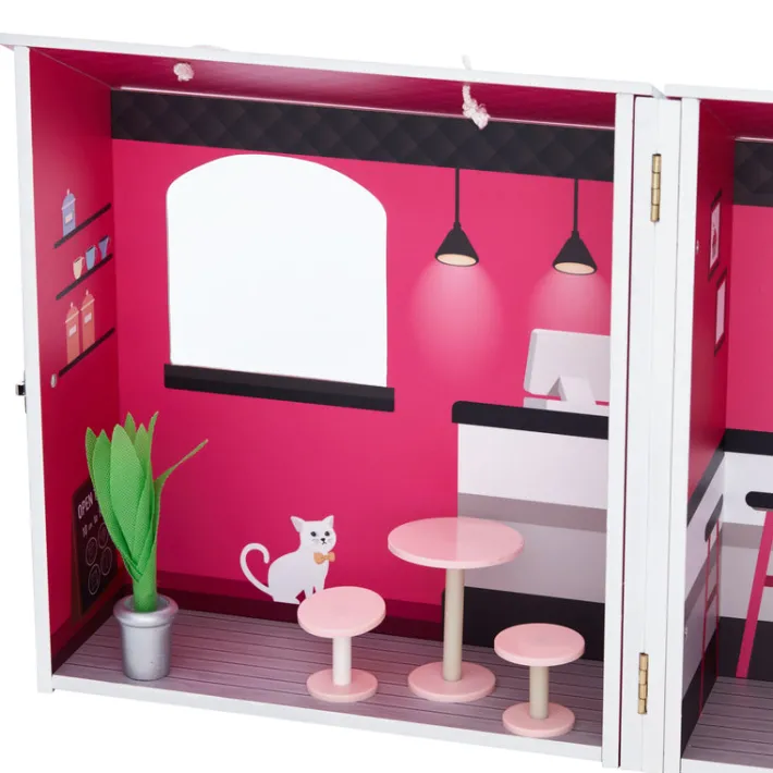Kids Teamson Olivia's Little World Dreamland City Café Dollshouse, Pink -FINAL SALE