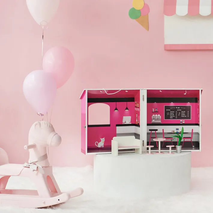 Kids Teamson Olivia's Little World Dreamland City Café Dollshouse, Pink -FINAL SALE