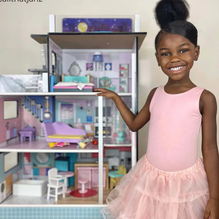 Kids Teamson Olivia's Little World Dreamland Barcelona Dollhouse with 10 Accessories, Turquoise/Black -FINAL SALE
