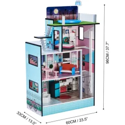 Kids Teamson Olivia's Little World Dreamland Barcelona Dollhouse with 10 Accessories, Turquoise/Black -FINAL SALE